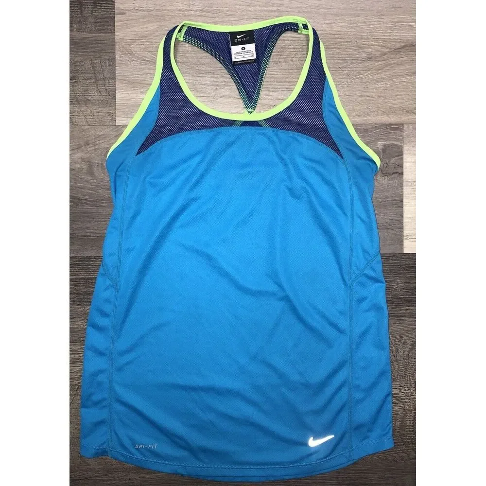 Nike‎ Dri-Fit Tank Top Women's S Blue Racer Back Shirt Perforated Top
